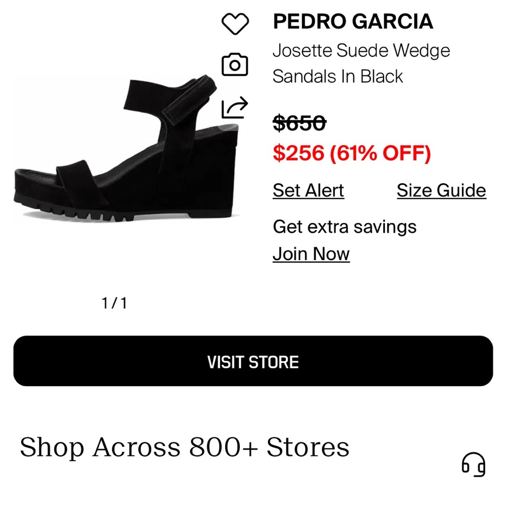 Pedro Garcia Josette Suede Wedge Sandals Black - Picture 3 of 9